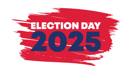 White Background Red Brush Election 2025 Banner