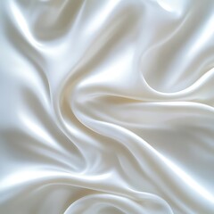 Soft white silk and satin fabric with elegant golden wave texture