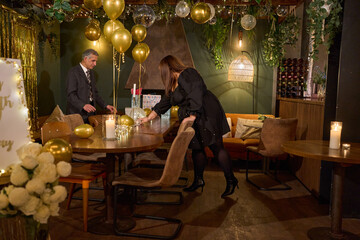 Elegant older man celebrating his 60th birthday at nightclub