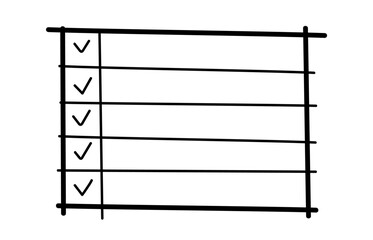 Doodle checklist. Doodle lines with checkmarks.