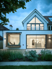 Blur Background of Peaceful Residential house with and Lush Green Trees in a Small Town Setting. Defocused Image for Background.