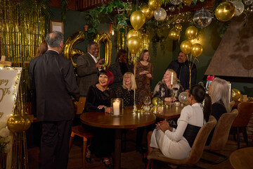 People at 60th birthday party at nightclub