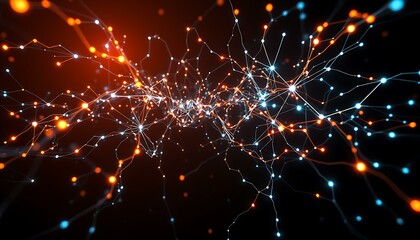 Glowing neural network web representing deep learning technology