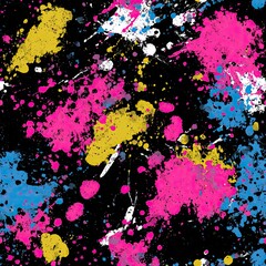 Urban graffiti paint splatter seamless pattern with bold colors