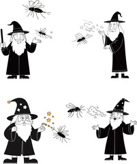 Wizards Casting Spells on Mosquitoes