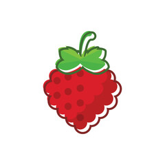 Raspberry fruit icon in flat style. Raspberries berry vector illustration on isolated background. Nature snack sign business concept.