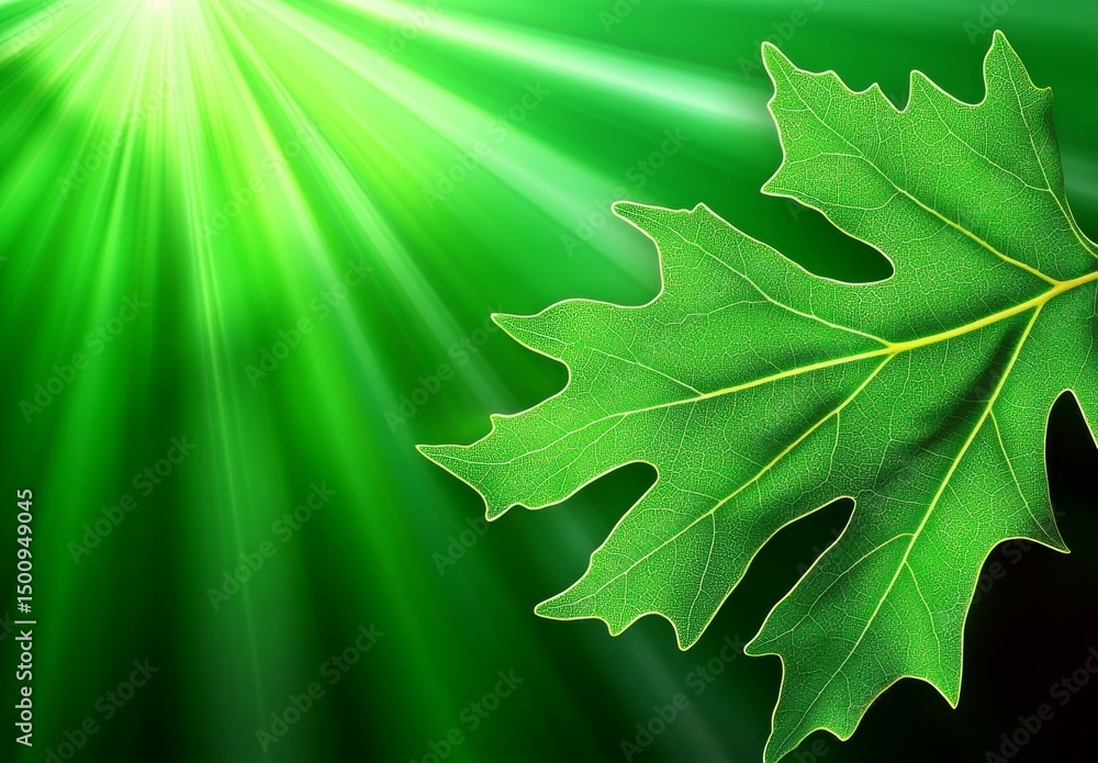 Poster the natural ecology concept uses a blurred background of green plants and leaf landscape to create a