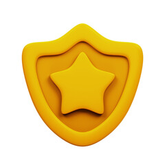 Gold Medal Badge 3D Rendering Icon Isolated Transparent Background