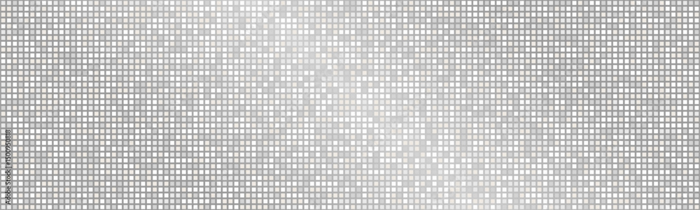 Poster silver disco ball background pattern. abstract shining halftone mosaic texture. night club party gli