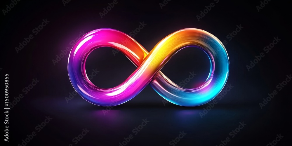Poster abstract representation of infinity in vibrant colors, blending seamlessly in an energetic loop