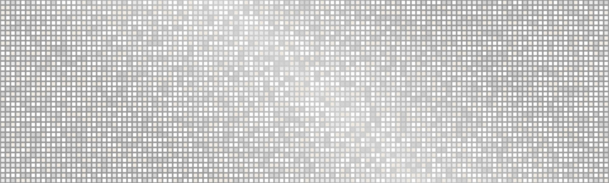Silver disco ball background pattern. Abstract shining halftone mosaic texture. Night club party glitter pattern. Vector 