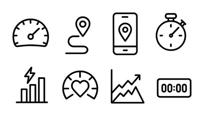 Fototapeta premium Fitness and performance icons for tracking and monitoring apps