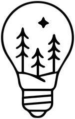 Nature's Bright Idea: A Lightbulb Landscape Silhouette Artwork