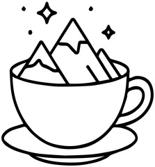Mountains in My Coffee Cup: A Dreamy and Minimalist Line Art Design
