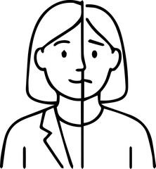 Exploring Duality: A Woman's Portrait Displaying Mixed Emotions and Moods