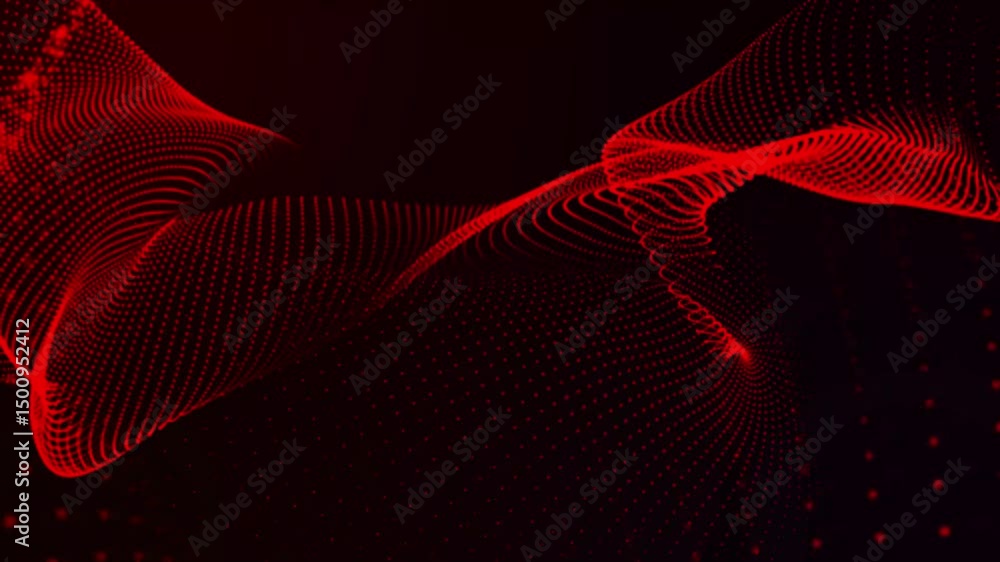 Poster futuristic red dots and lines wave flow abstract dynamic digital background. beautiful animation of 