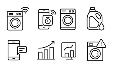 Smart home laundry icons for digital and print design projects
