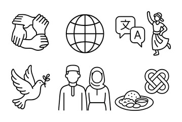 Global unity and cultural diversity symbols for international events