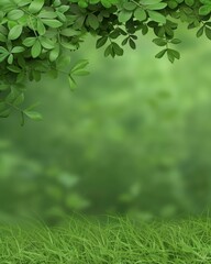 Fondo borroso de hojas verdes, textura natural, enfoque selectivo