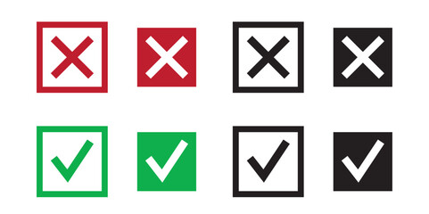 check mark and cross icon set isolated vector illustration