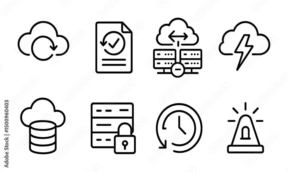 Poster cloud computing and data security icons for tech design projects