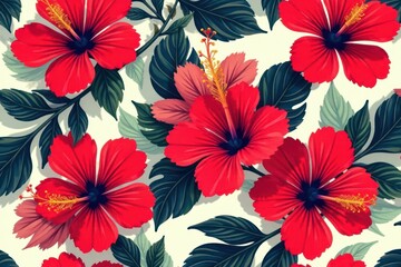 Bold hibiscus silhouettes create a striking, geometric floral pattern ideal for modern prints , geometric, texture, design