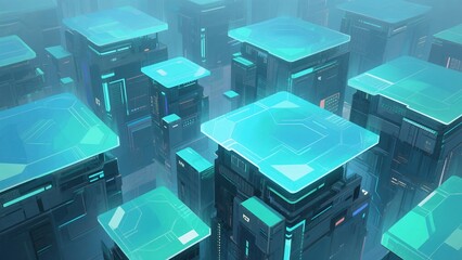 Futuristic Geometric Interface with Abstract Shapes