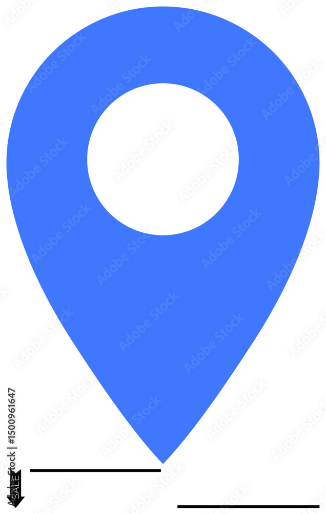 Poster blue geolocation pin with circular center and marker shape. ideal for navigation, mapping, location,