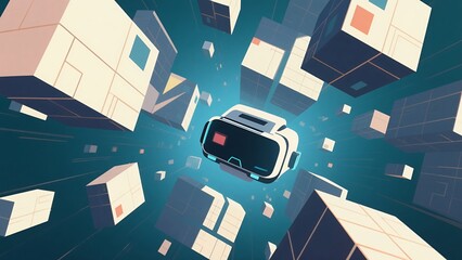 Futuristic Geometric Interface with Abstract Shapes