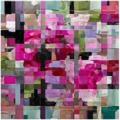 Abstracción floral en bloques de color rosa y magenta