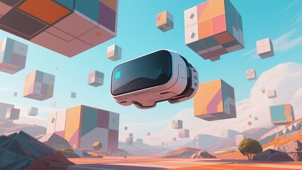 Futuristic Geometric Interface with Abstract Shapes