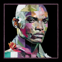 Retrato abstracto de hombre con colores vibrantes
