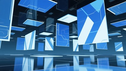 Futuristic Geometric Interface with Abstract Shapes