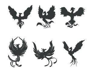 Phoenix bird silhouette vector illustration