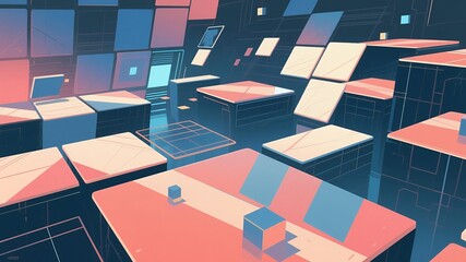 Futuristic Geometric Interface with Abstract Shapes