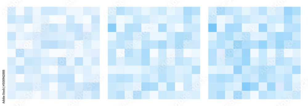 Aufkleber y2k inspired set of light blue square pixelated seamless background. abstract water block vector tex
