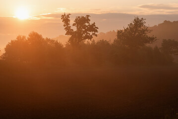 Piękny majowy wschód słońca w Czechowice Dziedzice, Podraj, Śląsk Polska.