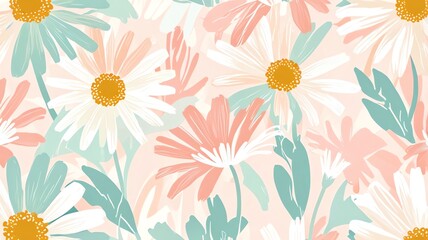 Fototapeta premium Pastel Floral Paradise: A Delightful Daisy Design