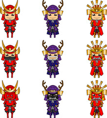 Set icon of samurai armor.