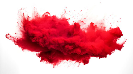 Dramatic Red Ink Cloud Explosion on Black Background Artistic Design Element