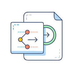 Mobile application icons illustrating business finance and technology concepts like time, money, and data charts