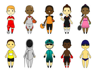 Cute athlete with different sports.