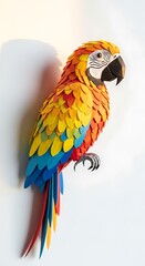 Fototapeta premium Colorful parrot macaw bird papercraft origami art avian animal tropical exotic nature illustration