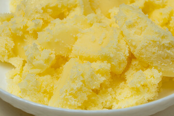 Macro Texture of Traditional Ghee Butter