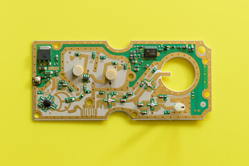 CIRCUITO DE COMPUTADORA SOBRE FONDO AMARILLO
