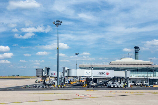 view to terminal at airport Charles de Gaulle of Paris in Mauregard