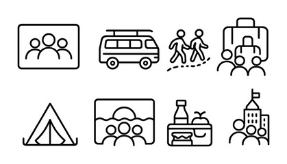 Adventure themes with camping, travel, and outdoor activities