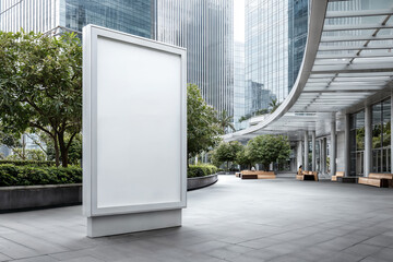 Modern mockup display banner in urban setting with sleek design