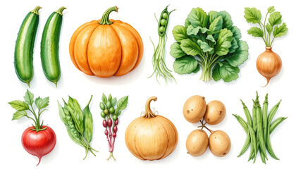 Fresh Organic Vegetables Harvest  Pumpkins  Potatoes  Peas    More