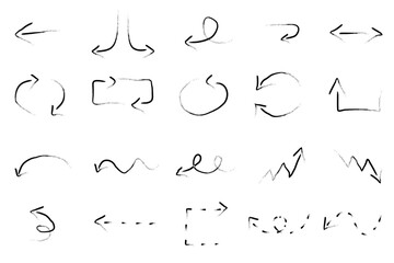 Hand Drawn Arrow Icons Set – Simple Black Doodle Collection